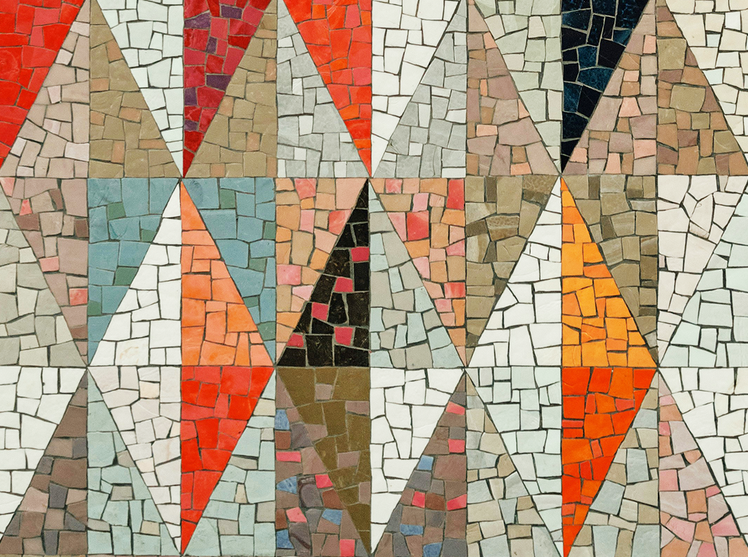 close-up of colourful tiles